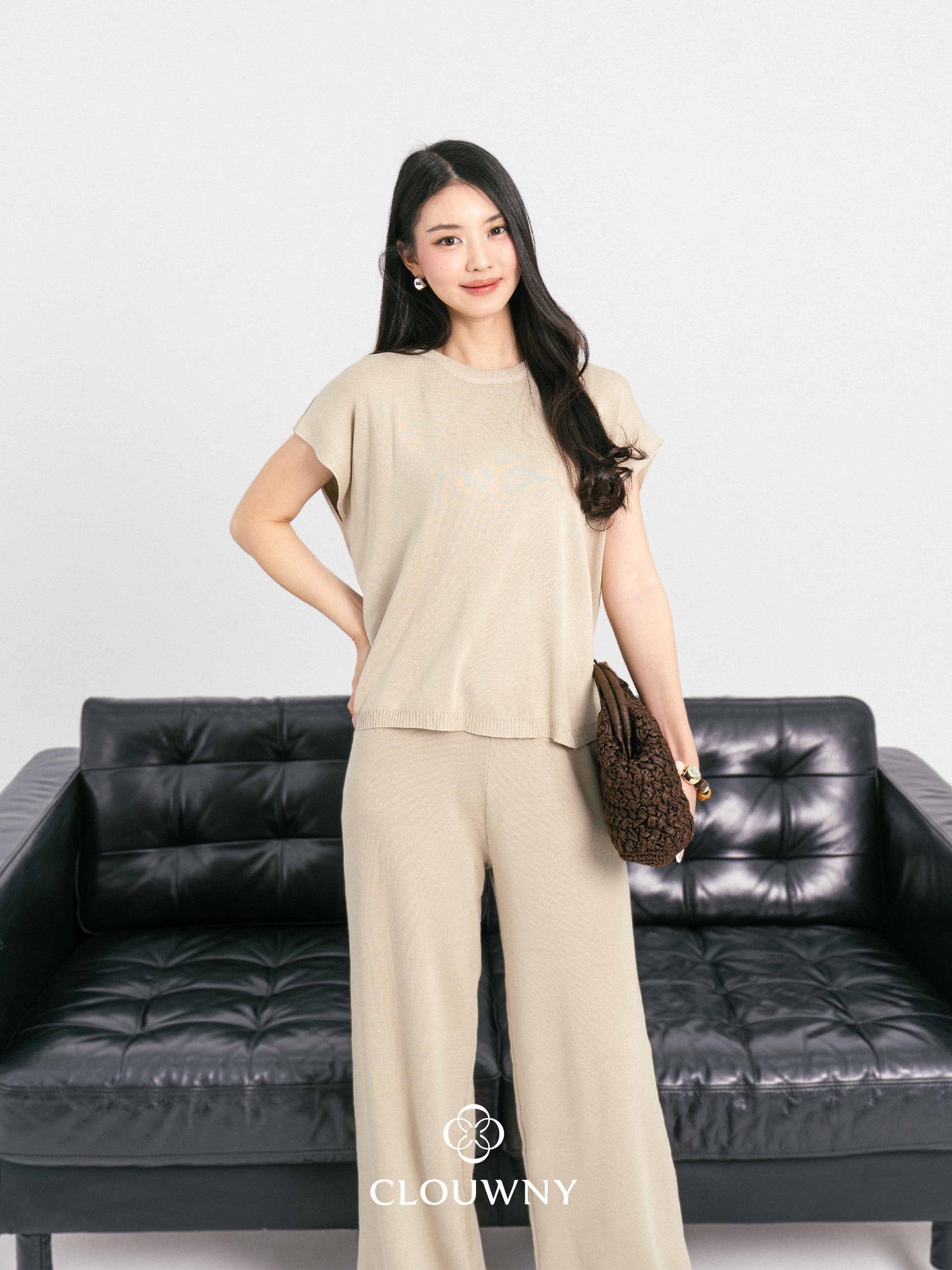 Goldie Round Knit Set - Khaki